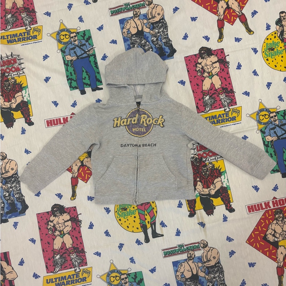 Grey Hard Rock Cafe Daytona Beach Zip Up Hoodie w/ Logo #Y2KFASHION Youth Small